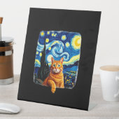 Orange Cat Selfie Starry Night Cat Mom Cat Lovers Sockelschild (In Situ)