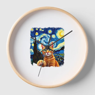 Orange Cat Selfie  Starry Night Cat Mom Cat Lovers Uhr