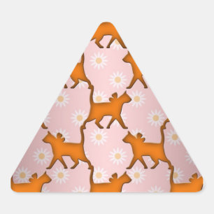 Orange Cat Silhouette Pattern Dreieckiger Aufkleber