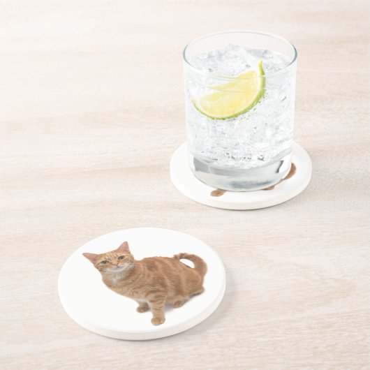 Orange Cat Standing Getränkeuntersetzer (Seite)