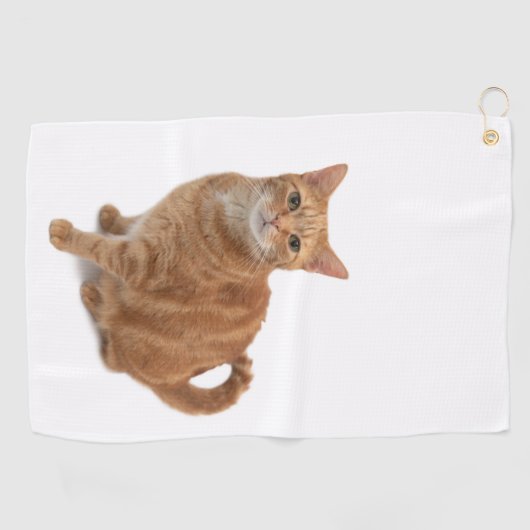 Orange Cat Standing Golfhandtuch (Horizontal)
