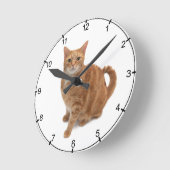 Orange Cat Standing Runde Wanduhr (Winkel)