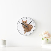 Orange Cat Standing Runde Wanduhr (Zuhause)