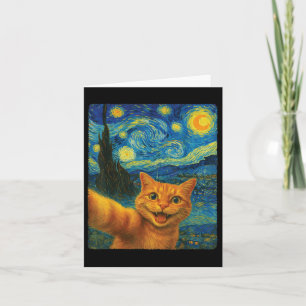 Orange Cat Starry Night Van Gogh Selfie Cat Mama C Karte