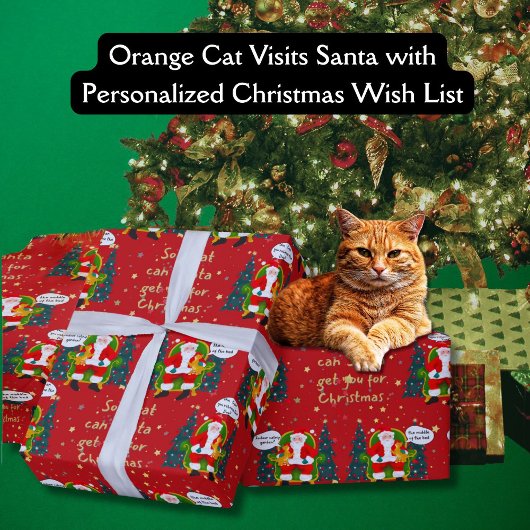Orange Cat Tells Santa Unglaublich witzig wünscht Geschenkpapier