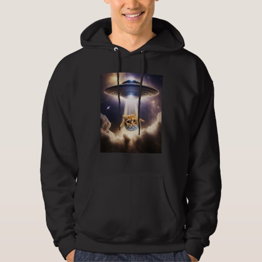Orange Cat UFO Space Alien Cute Kitten Beam Up Hoodie (Vorderseite)