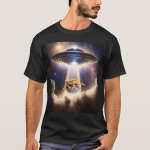 Orange Cat UFO Space Alien Niedlich Kitten Beam Up T-Shirt