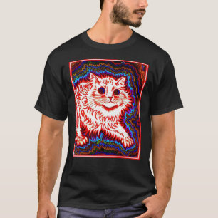 ORANGE CAT Vintag Louis Wain Abstrakt Psychedeli T-Shirt
