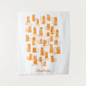 Orange Cat Wasserfarbe Personalisiert Wandteppich (Vorderseite)