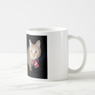 Orange Cat Wear Scarf Holiday Tasse
