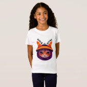 Orange Cat Witch Hat Trick oder Treat Halloween T-Shirt (Vorne ganz)