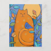 Orange Cat with Bird by Sue Davis Postkarte (Vorderseite)
