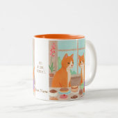 Orange Cats & Tea Party Mug Zweifarbige Tasse (VorderseiteRechts)