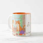 Orange Cats & Tea Party Mug Zweifarbige Tasse (Vorderseite Links)