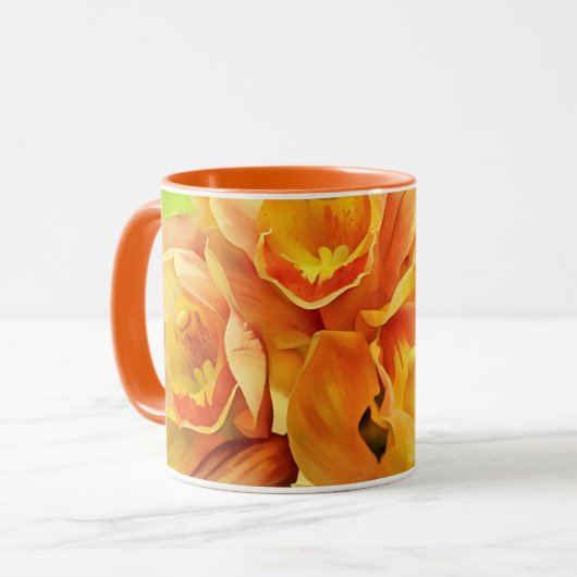 Orange Cattleya Orchid Blume Tasse Florenz (Vorderseite Links)