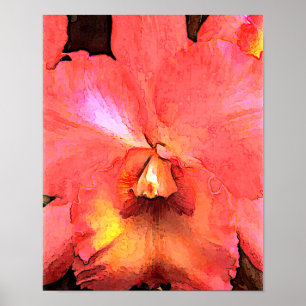 Orange Cattleya Orchidee Poster