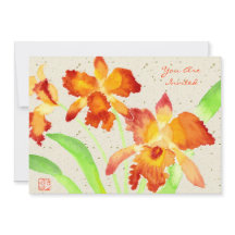 Orange Cattleya Orchids Aquarellmalerei