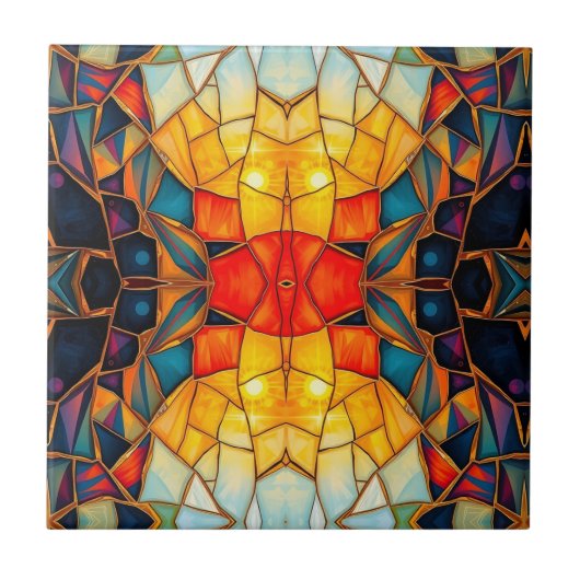 Orange Center Kaleidoskop Fliese (Vorderseite)