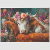 Orange Chaise Floral Cow Decoupage Seidenpapier (Vorderseite)
