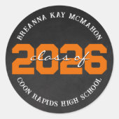 Orange Chalkboard Class Abschluss Stickers (Vorderseite)