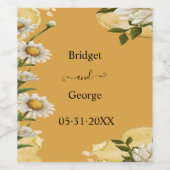 orange-charmante Retro-Blumenhochzeit Weinetikett (Einzelnes Label)