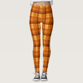 Orange Checked Tartan Print, Leggings (Vorderseite)