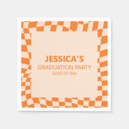 Orange Checker Graduation Party Custom 2026 Serviette