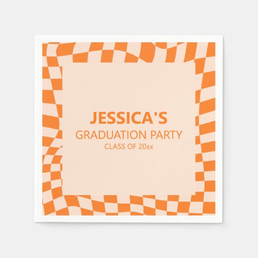 Orange Checker Graduation Party Custom 2026 Serviette (Vorderseite)
