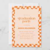Orange Checker Modern Graduation Party 2026 Einladung (Vorderseite)