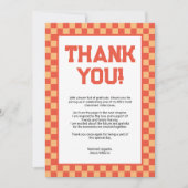 Orange Checkerboard Graduation Party Dankeskarte (Vorderseite)