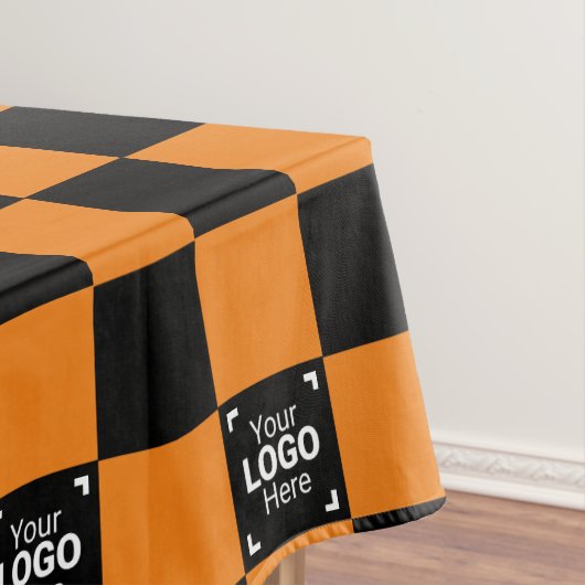 Orange Checkered Business Logo Work Event / Party Tischdecke (Beispiel)