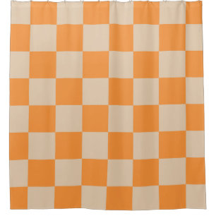 Orange Checkered Gingham Pattern Duschvorhang