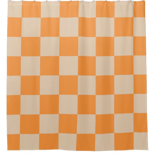 Orange Checkered Gingham Pattern Duschvorhang (Vorderseite)