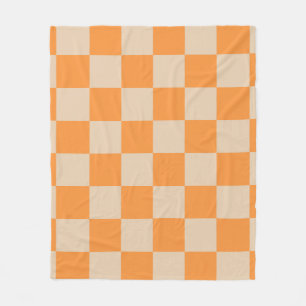 Orange Checkered Gingham Pattern Fleecedecke