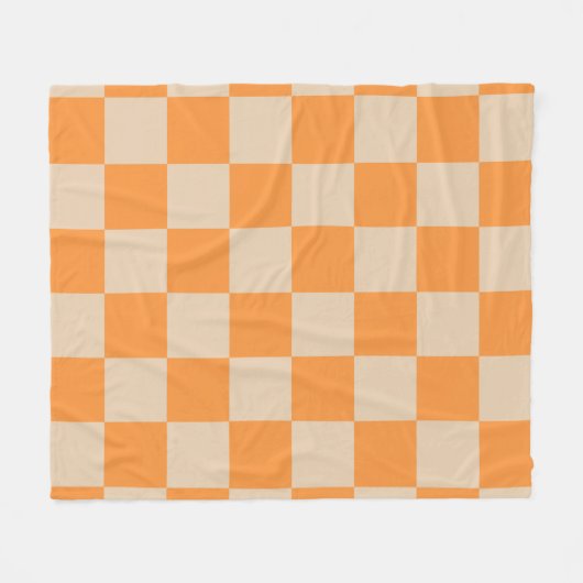 Orange Checkered Gingham Pattern Fleecedecke (Vorderseite (Horizontal))