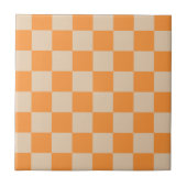 Orange Checkered Gingham Pattern Fliese (Vorderseite)