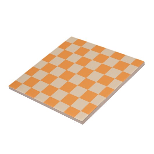 Orange Checkered Gingham Pattern Fliese (Seite)