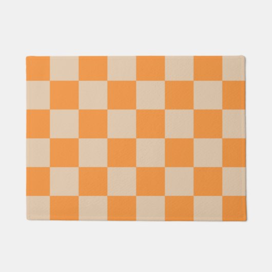 Orange Checkered Gingham Pattern Fußmatte (Vorderseite)