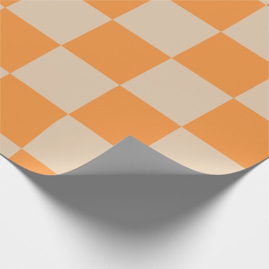 Orange Checkered Gingham Pattern Geschenkpapier (Ecke)