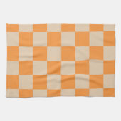 Orange Checkered Gingham Pattern Geschirrtuch (Horizontal)