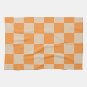 Orange Checkered Gingham Pattern Geschirrtuch