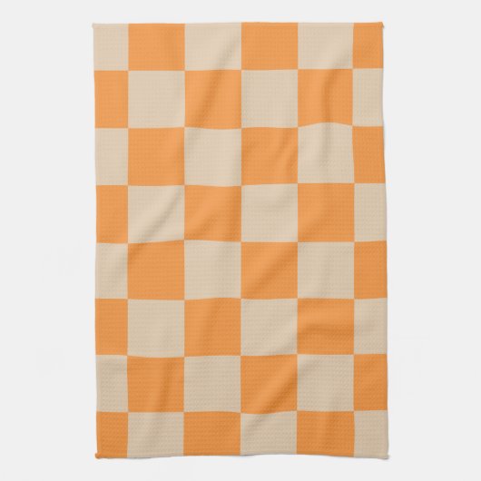 Orange Checkered Gingham Pattern Geschirrtuch (Vertikal)