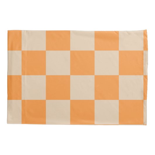 Orange Checkered Gingham Pattern Kissenbezug (Rückseite)