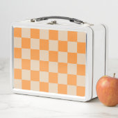 Orange Checkered Gingham Pattern Metall Brotdose (Beispiel)