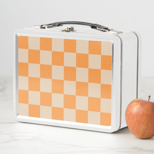 Orange Checkered Gingham Pattern Metall Brotdose (Beispiel)