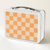Orange Checkered Gingham Pattern Metall Brotdose (Rückseite)