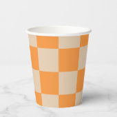 Orange Checkered Gingham Pattern Pappbecher (Rückseite)