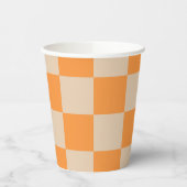 Orange Checkered Gingham Pattern Pappbecher (Links)