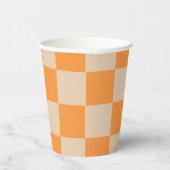 Orange Checkered Gingham Pattern Pappbecher (Rechts)