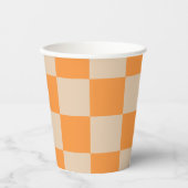 Orange Checkered Gingham Pattern Pappbecher (Vorderseite)